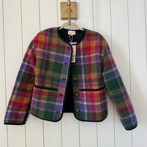 NWT! Sezane Freddy Jacket, Multicolored Checks, Size Small (36)